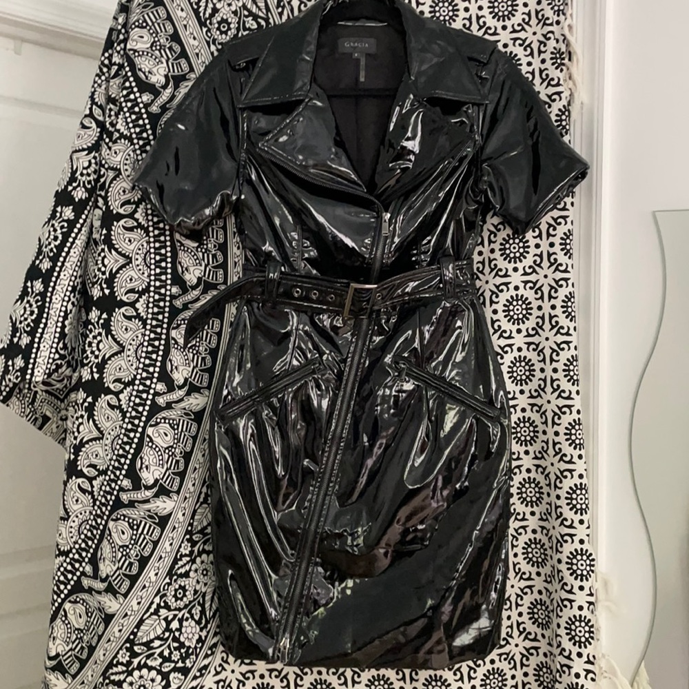 💗WET LOOK TOP DESIGNER GRACIA DRESS/LONG JACKET💗 - Picture 2 of 16
